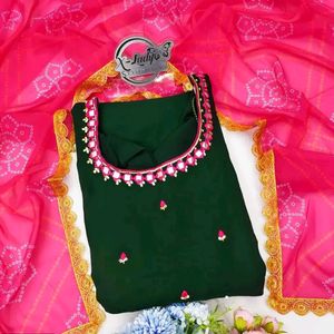 Fancy Georgette Kurti With Dupatta For Women