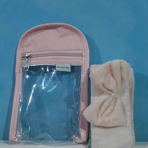 Skincare Pouch With Hairband Combo