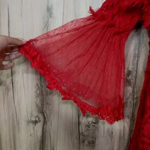 Red Net Top For Women