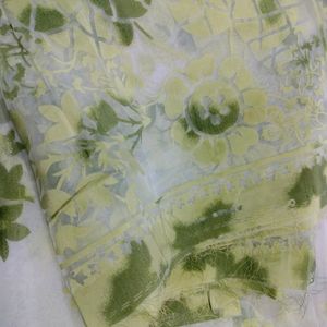 Fabric Green And White Print