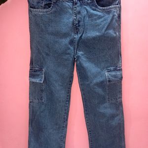 High Waist Cargo Denim Jeans