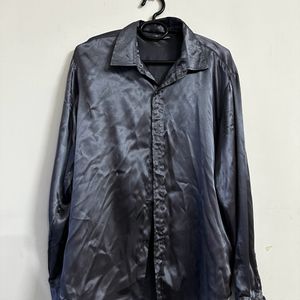 SATIN METALLIC BLUE SHIRT