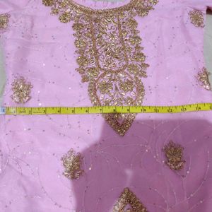 Pink Ethnic Georgette 3 Piece Suit