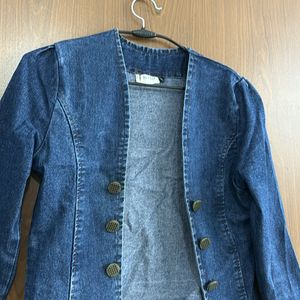 Navy Blue Crop Denim Jacket