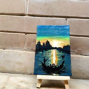 Aesthetic Mini Seascape Painting With Stand