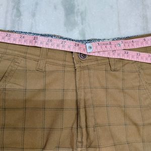 Mens Checked Chinos Khaki Size -28