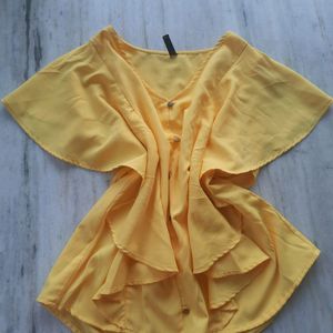 STYLISH Yellow Flared Top