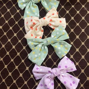 PACK OF 4 BIG SIZE POLKA DOT BOWS