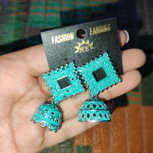 Blue Jhumki Earrings