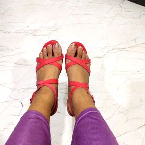 💥30₹ Off Party Wear Red Wedges Sandal