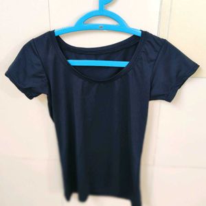 Nylon Black Body Hugging Tee