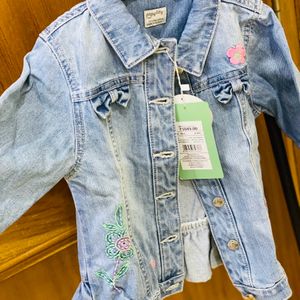 Embroidery Blue Denim Jacket For Girls 👧