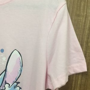 LILO And STITCH HEART PRINT Baby Pink T-shirt