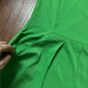 Green Dress With Front Pleats