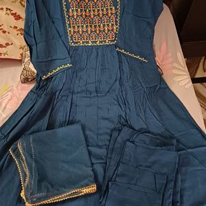 Biba A-line Kurti Set With Yoke Work