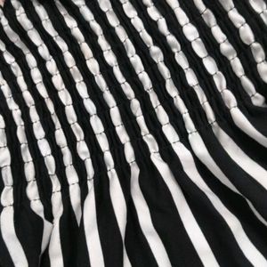 Zebra Strips Black And White Elastic Top