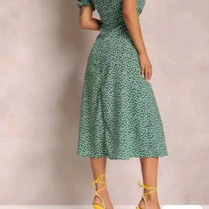 Urbanic Green Dress Side Cut