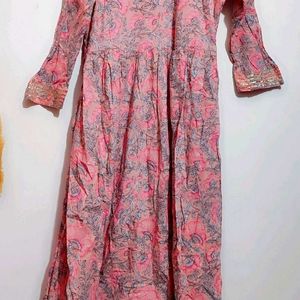 Pink Printed Anarkali Kurti For 32 Bust