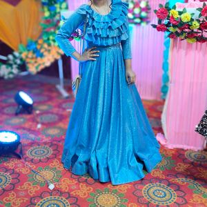 Blue Shimer Party Wear Lehenga