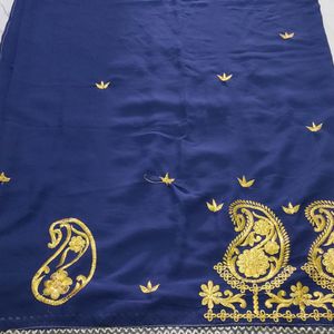 🌌😍New Beautiful Navy Blue Saree😍🌌