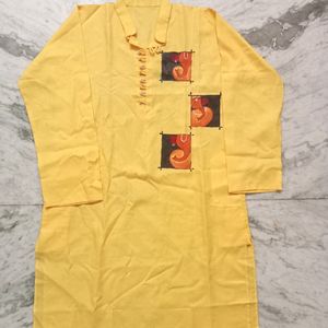 Handmade Fabric Painting Kurta Pyjama Set