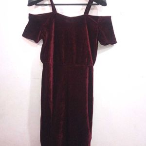 Maroon Valvet Dress