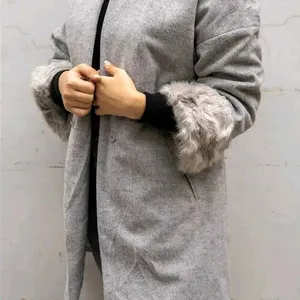 Gray Coat with Luxe Fur Cuffs - Brand New