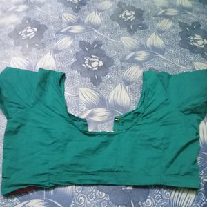 Green Cotton Plain Blouse