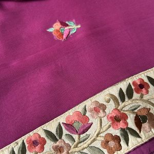 Multicoloured Embroidered Georgette Saree