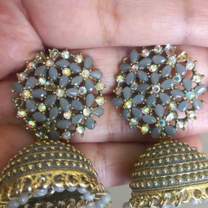 Grey Jhumk Earring