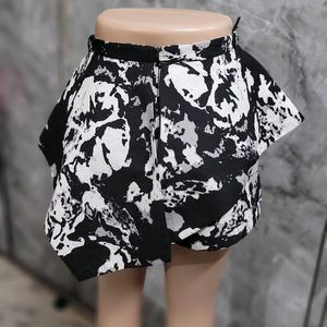 Black White Printed Short Cum Skirt