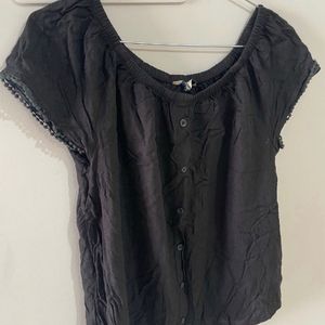 Black Drop Shoulder Top