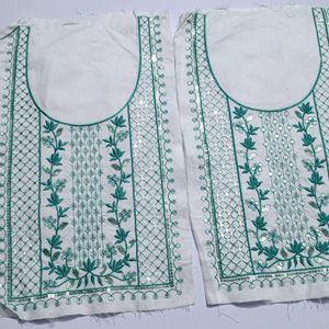 Combo Of 2 Neck Embroidery Patches White RamaGreen