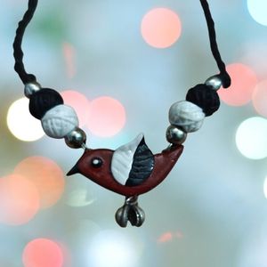 Brand New Clay Bird Necklace With Matching Earring