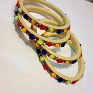 Multicolor Golden Crystal Bangles