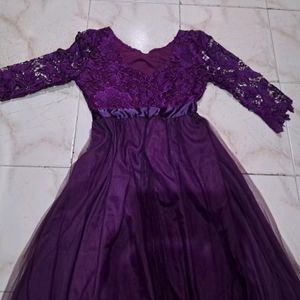 Purple Lace Net Gown