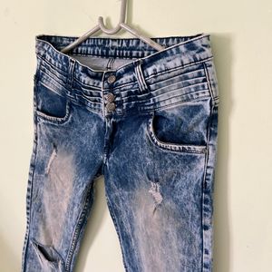 Ripped High Waist Denim Jeans