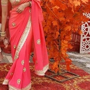 Gotapatti Plus Zardozi Work Gorgeous Pink Saree