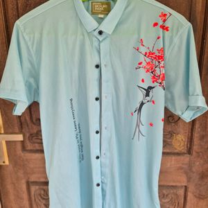 Shirt With Blue Florals For Men