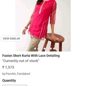 fusion short kurta with lace detailing