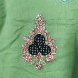 Green Silk Cotton Chudidar Top