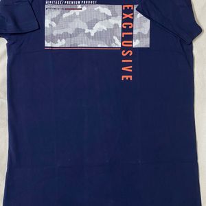 BLUE TSHIRT WITH FRONT PRINT