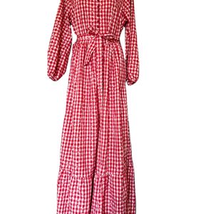 Red Checkered Maxi Dress 🎀