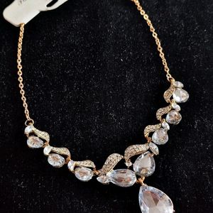 WHITE DIAMOND STONE PARTY WEAR NECKLACE