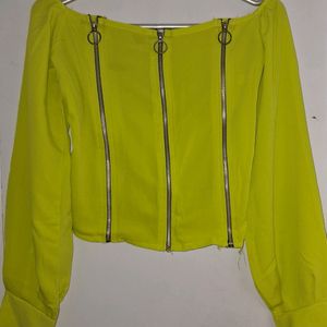 Off Shoulder Neon Green Top