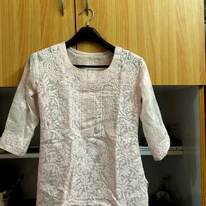 Baby Pink Women Short Kurta- Small Size