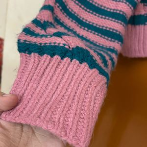 Zara Pink And Blue Striped Pullover