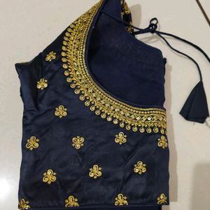 Navy Blue Beautiful Embroidery Design Blouse