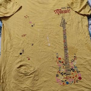 Yellow Night Dress For Girls Lower Tshirt