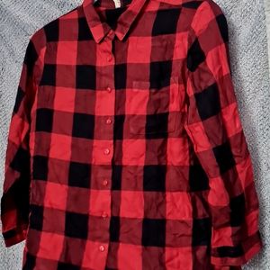 Red And Black Checkered Women's Shirt